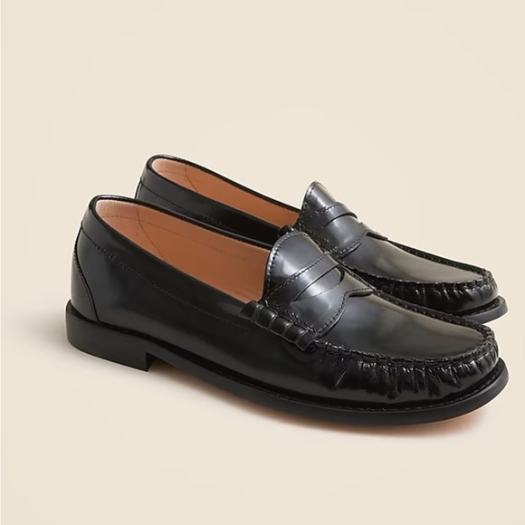 NWTJ Crew Leather Classic Black Loafers size 7 - Picture 1 of 7